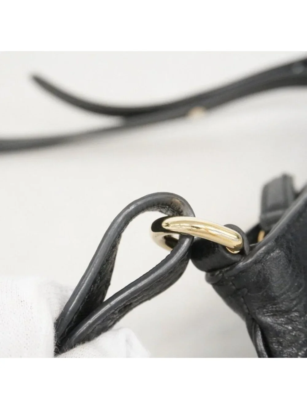 ★SOLD★ Gucci Shoulder Bag Guccissima Leather Black Champagne Gold - Picture 8 of 10